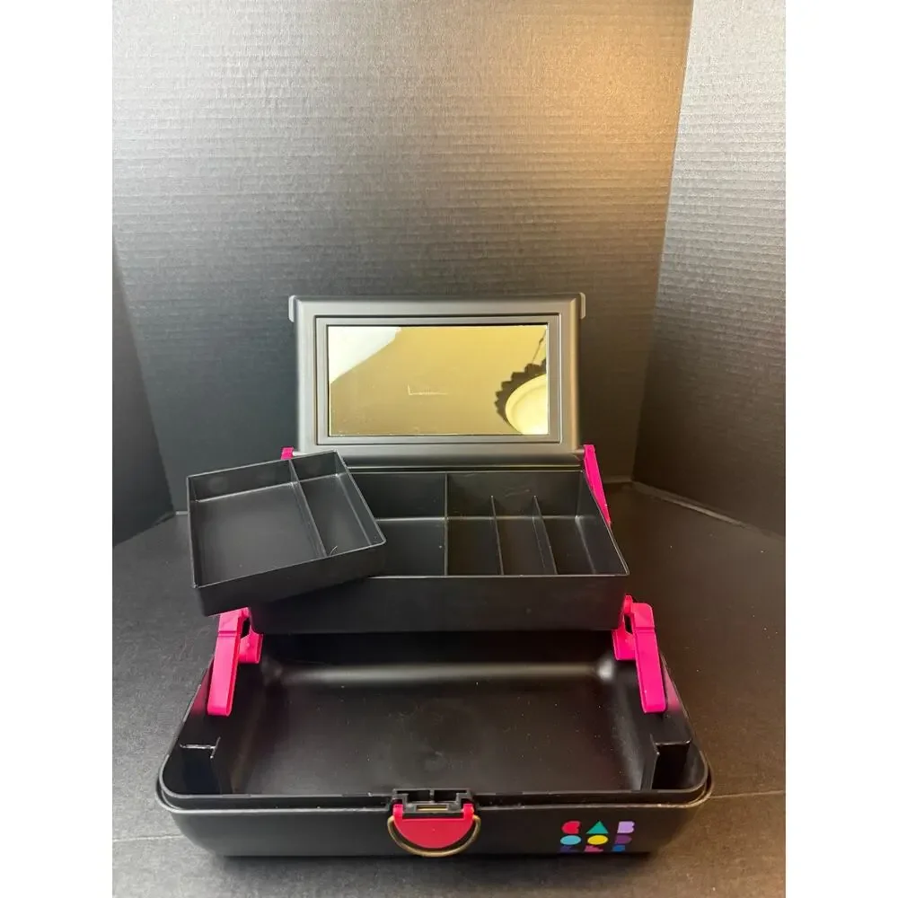 Vtg Caboodles Black White Pink 2620 Makeup Cosmetic Jewelry Case Mirror 90s USA